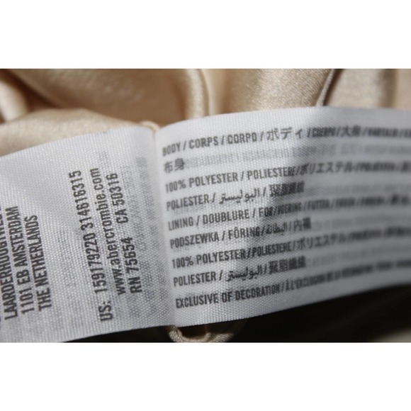 Abercrombie & Fitch Gold Brown Satin V-Neck Mini Dress Chemise Slip Size XL NWT - Picture 4 of 8